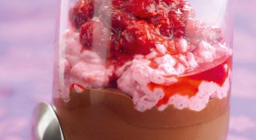 Dessert recipe: Chocolate cream and raspberry mousse