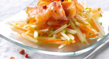 Easy and quick recipe: Gravlax salmon with carrot and apple salad