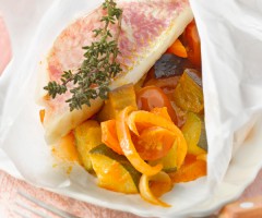 Fish recipe: Red mullet en papillote with ratatouille