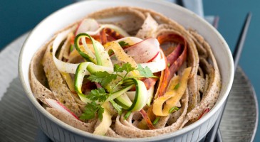 Healthy recipe: Soba pancakes with vegetable tagliatelle