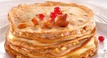 Dessert recipe: Layered crepes with chestnuts, pears and walnuts