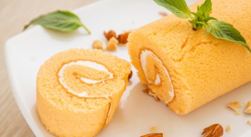 Festive dessert recipe: Orange panna cotta yule log cake
