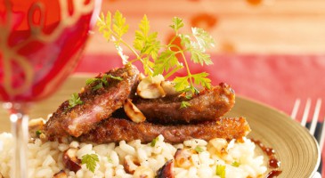 Festive recipe: Gingerbread crusted duck breast with risotto and hazelnuts