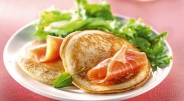 Delicious potato pancakes with smoked salmon