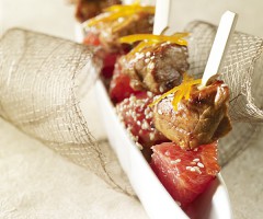 Easy dish: Veal bites with caramel sauce and grapefruit