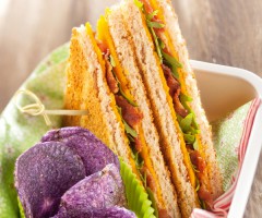 Gourmet recipe: Club sandwiches with purple potato chips