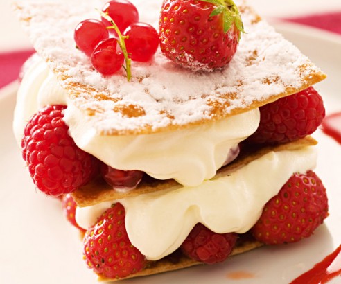 Strawberry and cream mille-feuille