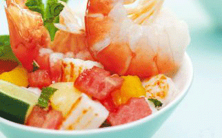 Salad recipe: Prawn scampi salad with fruits
